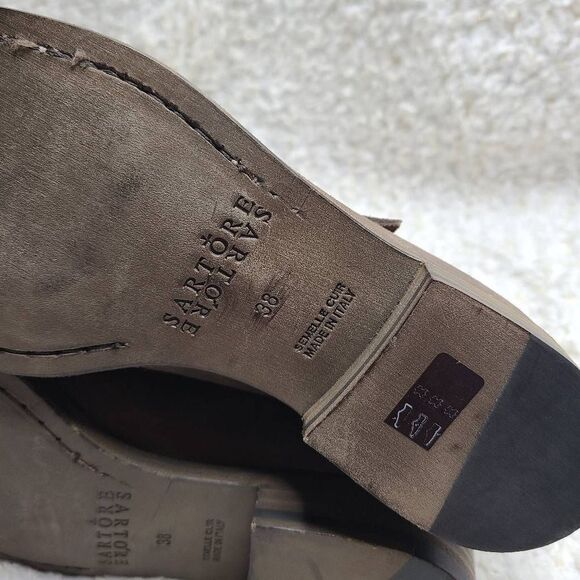 Sartore Paris Distressed Leather Double Buckle Ankle Boots sz 38 - Picture 7 of 8